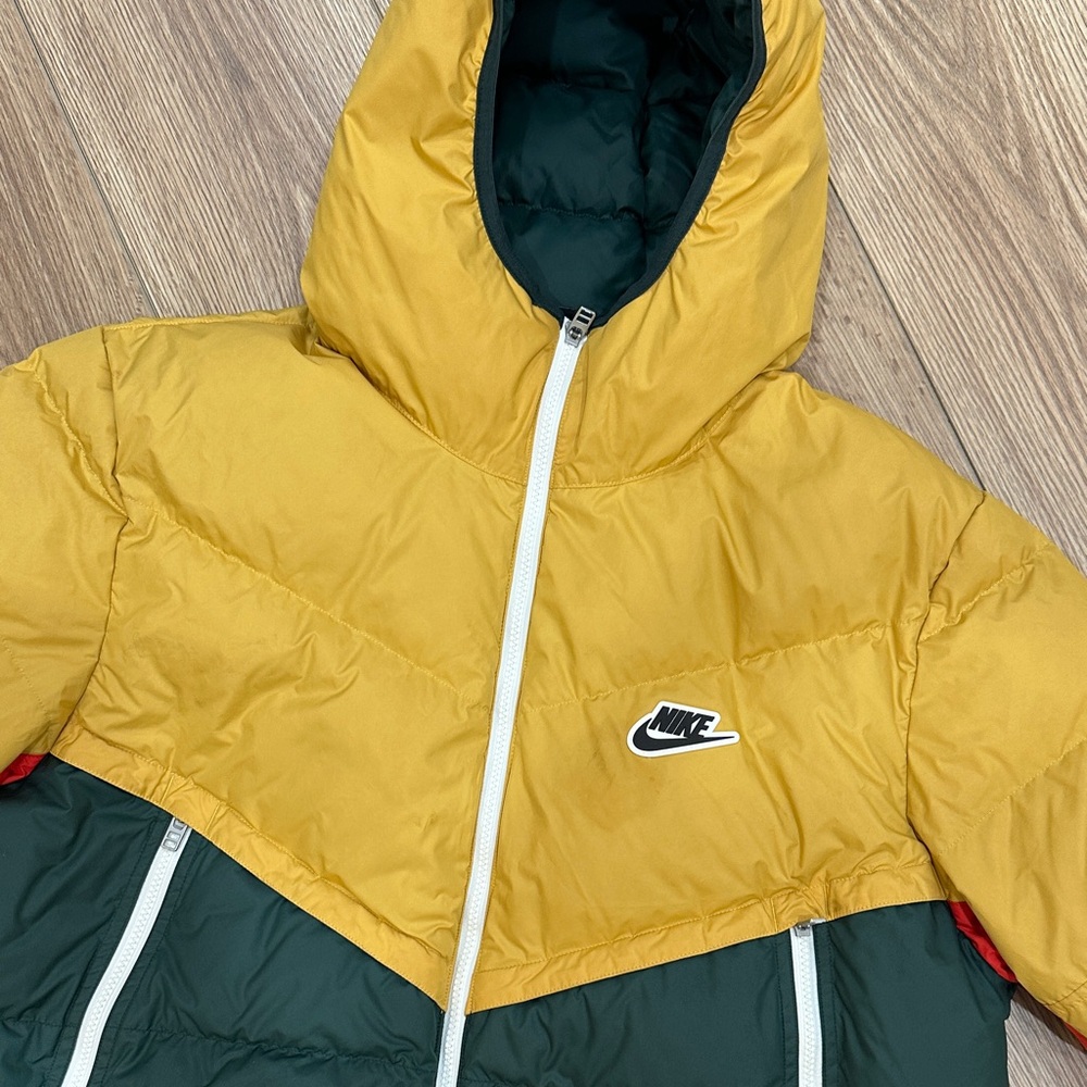 Nike Color Block Yellow & Green Puffer Jacket - Picture 2 of 6